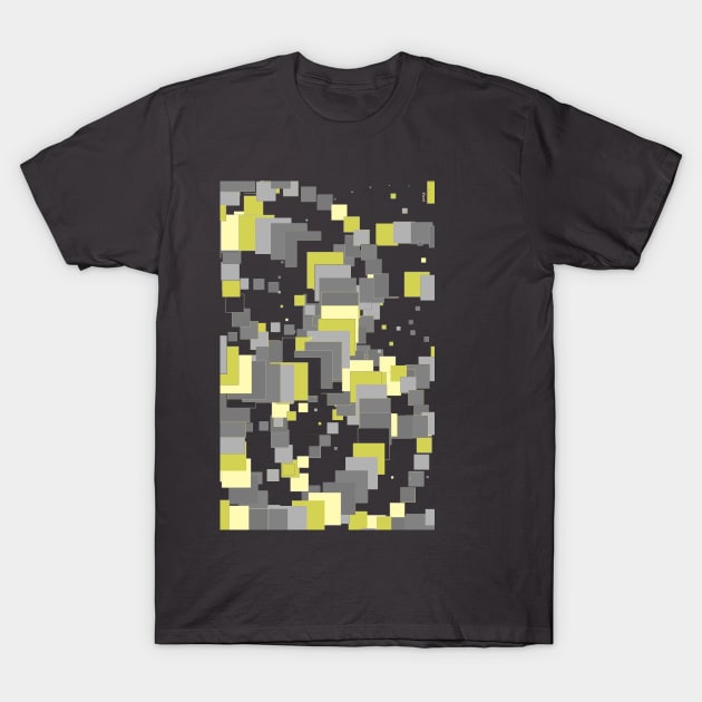 Square Rose in Greys and Yellows T-Shirt by JWCoenMathArt